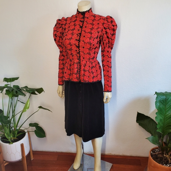 Vintage 70s Prairie Puff Sleeve 40s style Dress - Picture 2 of 10